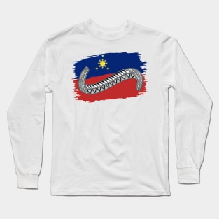 Philippine Flag Tribal line Art / Baybayin word HA Long Sleeve T-Shirt